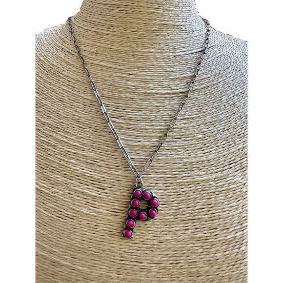 Initial Necklace Hot Pink Barbie Western Nashville ￼P, N, T, S, R, C, E, M - Picture 3 of 10